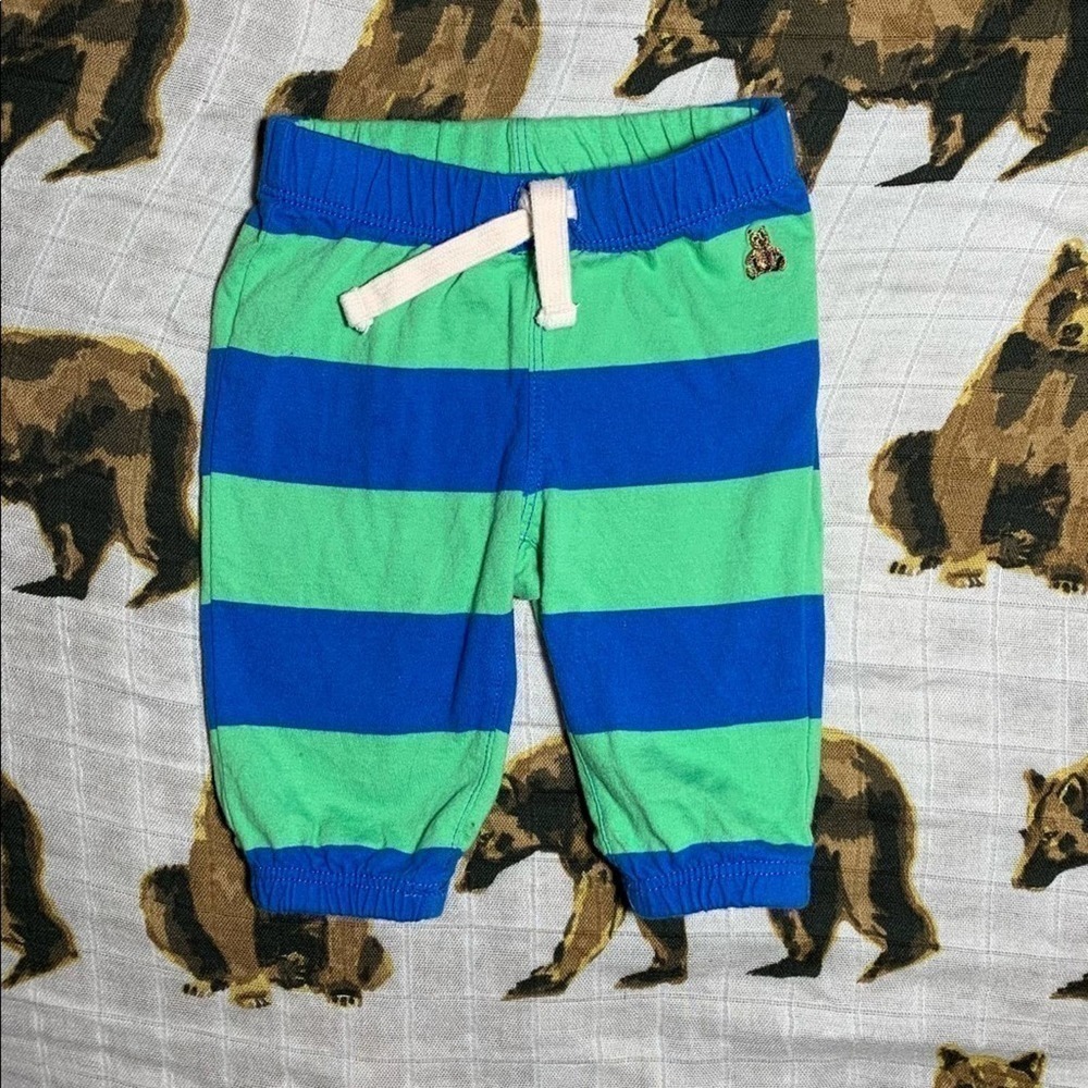 Baby GAP blue & green stripes pants. 0-3 months